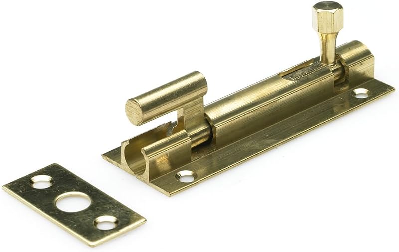 Bulk Hardware Merriway BH01405 Cranked Door Bolt Brass 75mm 1 Piece