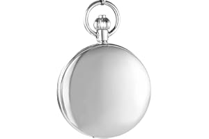 OGLE Waterproof Distorting Mirror Tourbillon Phases Sun Moon Chain Fob Skeleton Automatic Mechanical Pocket Watch (Silver Black)