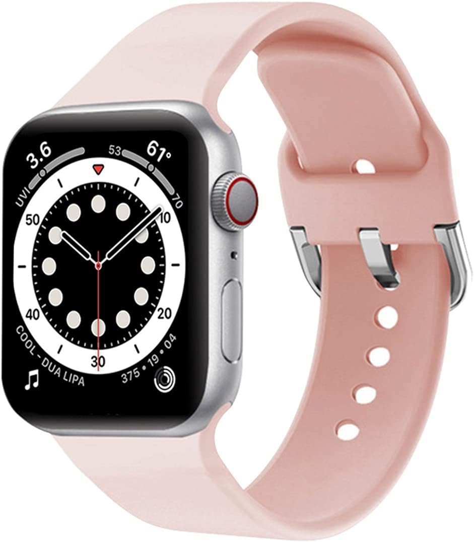 Silicone Strap Compatible for Apple Watch Band 40mm 44mm iWatch Band 38mm 42mm Silicone Bracelet Apple Watch Serie 6 5/4/3/SE Strap (38mm or 40mm SM,16-Pink)