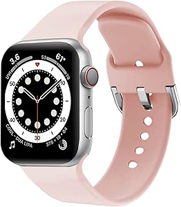 Silicone Strap Compatible for Apple Watch Band 40mm 44mm iWatch Band 38mm 42mm Silicone Bracelet Apple Watch Serie 6 5/4/3/SE Strap (38mm or 40mm SM,16-Pink)