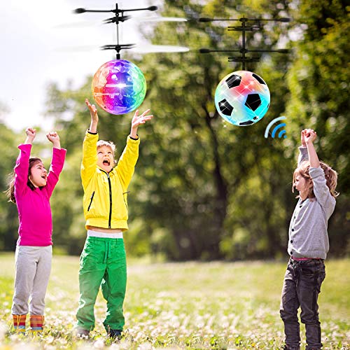 2 Pack Flying Ball Toys, RC Flying Toys for Kids Boys Girls Xmas Holiday Birthday Gifts Remote Control Drone Helicopter Rechargeable Light Up Ball Infrared Induction RC Drone Toy - Thumbnail 4