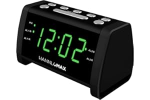 HANNLOMAX HX-138CR Alarm Clock Radio, PLL AM/FM Radio with Preset Stations, 1.4" Green LED Display, Dual Alarm, AC Operation only. (Black)
