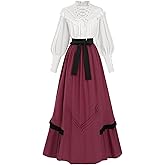 LTAKK Victorian Dress for Women Edwardian Renaissance Costume Medieval Vintage 1800s Dresses 2 Piece