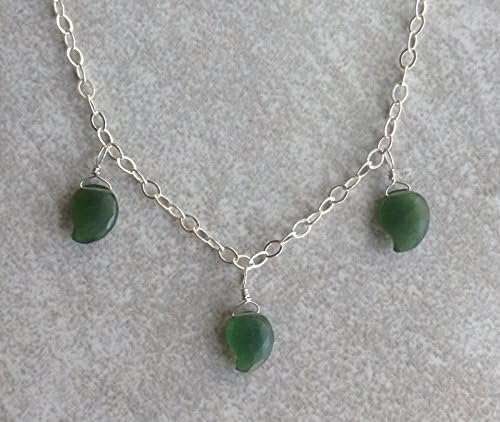 Green Serpentine Sterling Silver Chain Necklace