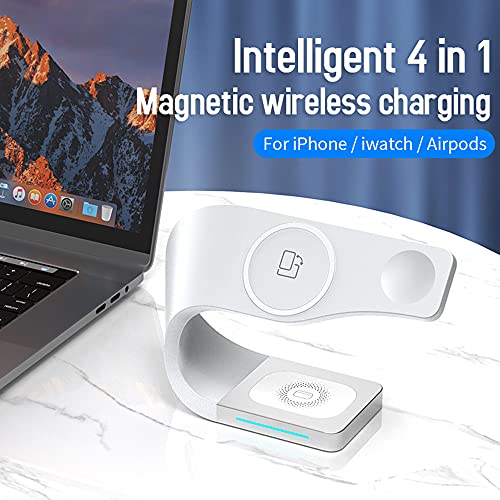 3 in 1 Magnetic Wireless Charger Station 15W for iPhone 13/12, 13/12 Pro, 13/12 Pro Max, 13/12 Mini,Qi Fast Charging Induction Chargers for Apple iWatch 7/SE/6/5/4/3/2 Airpods 2/Pro