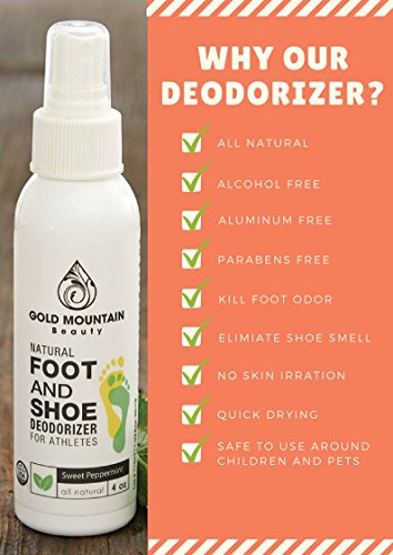 Most Effective All Natural Shoe Deodorizer Spray and Foot Odor Eliminator - Extra Strength that Destroys Odor from Stinky Shoes,4 oz