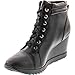 Forever Adriana11 Women Sporty Leatherette Lace-Up High Top Wedge Sneaker Bootie Shoes
