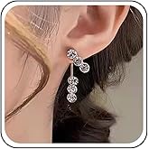 Andelaisi Boho Crystal Rhinestone Earrings Gold Crystal Drop Earrings Vintage Cz Crystal Dangle Earrings Long Sparkly Cz Dot Studs Earrings Jewelry for Women