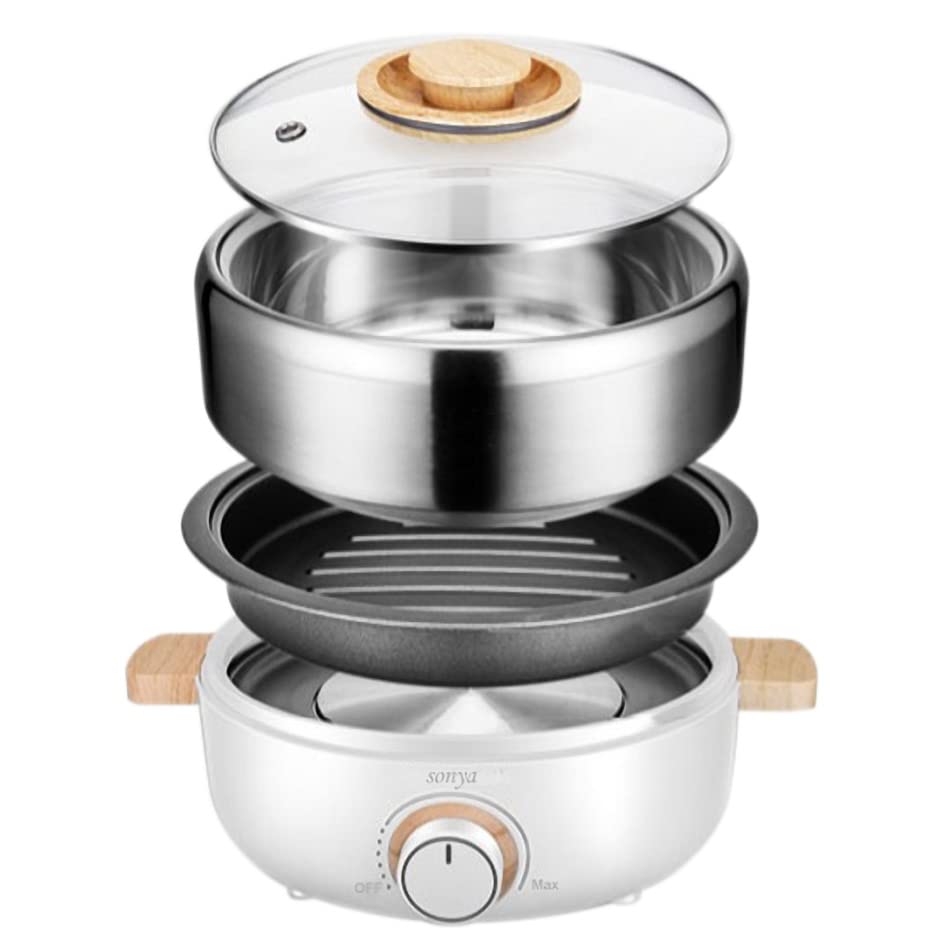 Sonya SYHP2B High End MultiFunctional Non Stick Electric Shabu shabu Hot Pot 4in1 Super