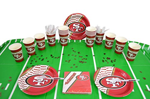 Duck House Official National Football Fan Shop Authentic NFL Tailgate Party Kit Bundle for 20 Fans - Table Setting and More (San Francisco 49ers)