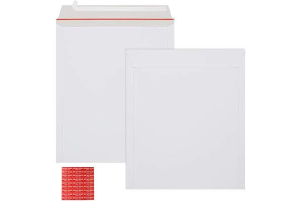 zmybcpack 25 Pack 12.75x15 inch Rigid Mailer Self Seal Photo Document Mailers Stay Flat White Cardboard Envelopes White Photo