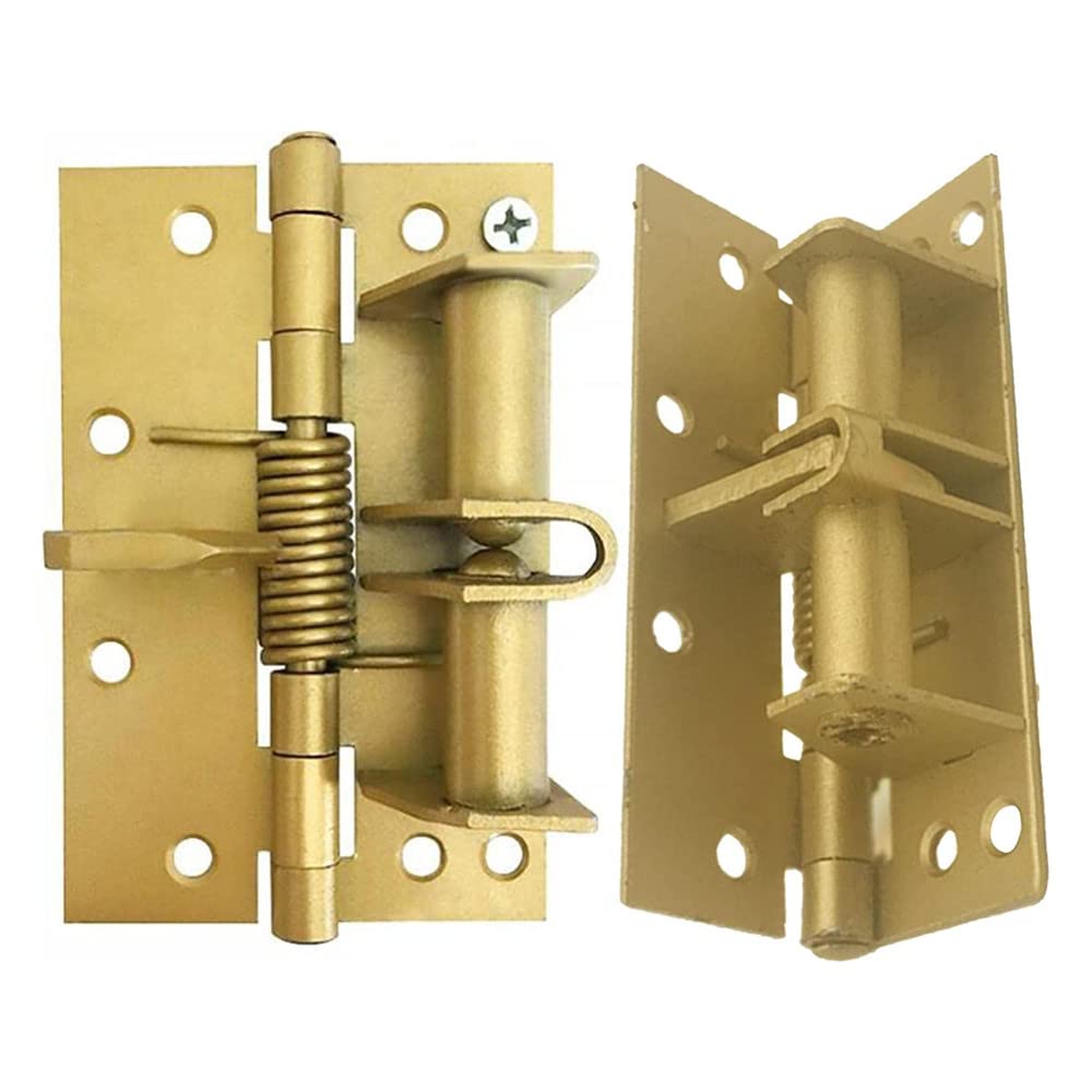 2Pcs 4inch Self-Opening Spring Hinges Automatic Door Self-Closing Hinge Automatic Door Hinge,Self Closing Spring Hinges,Gold — image 1
