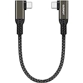 aceyoon Short USB C Cable, 90 Degree USB C to USB C Cable 240W QC 4.0 Fast Charging & Data Sync 0.6ft USB C Right Angle Braided Type C Charger Cord for iPhone 16 15 Pro Max iPad MacBook Galaxy S24