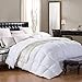 Cal King Size 1200 Thread-Count Siberian Goose Down Comforter, 100% Egyptian Cotton, White Stripe, 50Oz