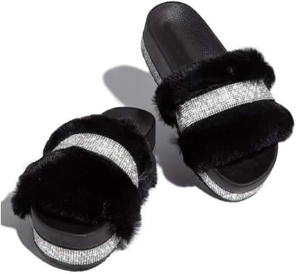 fur platform sandals