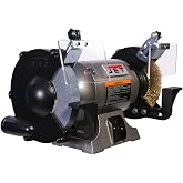 JET 8" Bench Grinder with Wire Wheel - 1 HP, Cast-Iron Base &amp; Tool Rests | Model JBG-8W | 1 HP, 115V, 8A, 1Ph | 15A circuit | 3,450 RPM | 8" 36-grit + 8" wire wheel | 2-Year Warranty