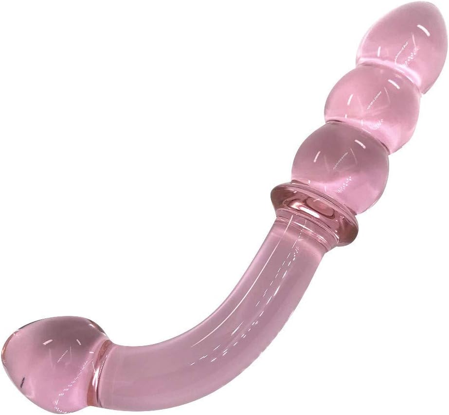 Glass Stick Wand Massager Crystal 5 Ergonomic Styles Natural Smooth Grade Rod Muscle Therapy Tool as A Beginner Gift Toy for Partner Joy Fairy Pink (C)