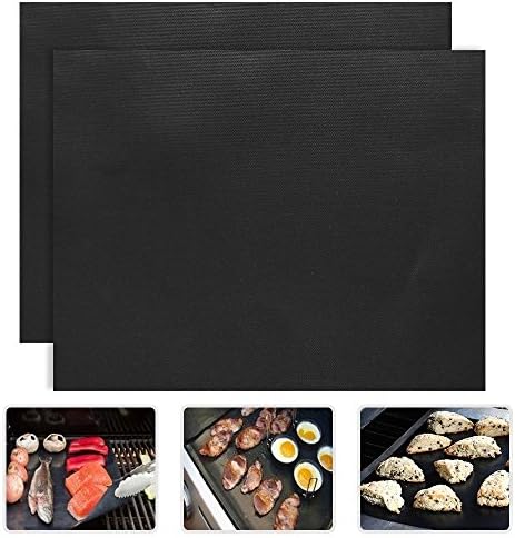 ZENQAI 2 Piece of BBQ Grill Mat Baking Mats Nonstick Reusable and Dishwasher Safe, for Electric, Gas, Charcoal and more
