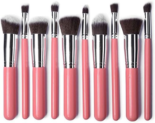 XMY Professional 10pcs Makeup Brushes Pink/silver Foundation Blush Liquid Brush Kabuki Makeup Brush Tools