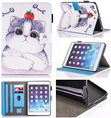 iPad Mini 1/2/3/4 Case Stand Case Perfect Smart Auto Wake/Sleep [Magnet Closure] REASUN Colorful Cover Flip Folio Cards Slots Wallet Case For iPad Mini 1/2/3/4 (Cat)