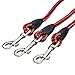 [New Version] COCOPET Heavy Duty Sturdy 3 Way Nylon No Tangle Dog Pet Leash with Sponge Handle - Fit for Small and Medium Dogs Walking (Red)
