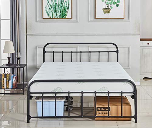 Queen Bed Frame, Platform Metal Bed Frame Foundation Queen Size with Headboard and Footboard (DS-10 Queen)