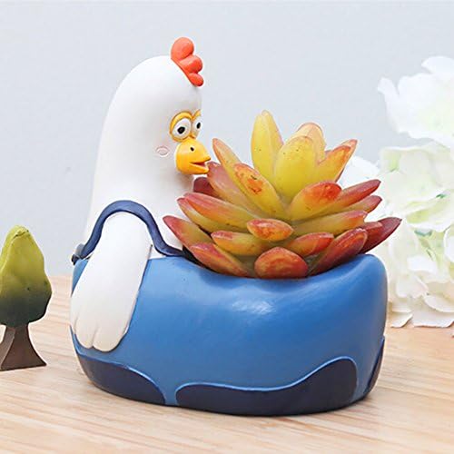 Messagee Cute Chick Succulent Pots with Drainage Resin Mini Flower Pot Garden Plants Vase Desk Flower Decoration