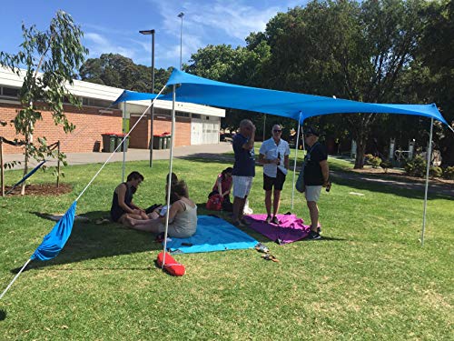 ZiggyShade Family Beach Sunshade - Lightweight Sun Shade Tent with Sandbag Anchors & 4 Free Pegs | UPF50+ UV Quality Lycra Fabric | Large & Portable | Canopy for Parks & Outdoors (Sky Blue, Jumbo) - Thumbnail 2