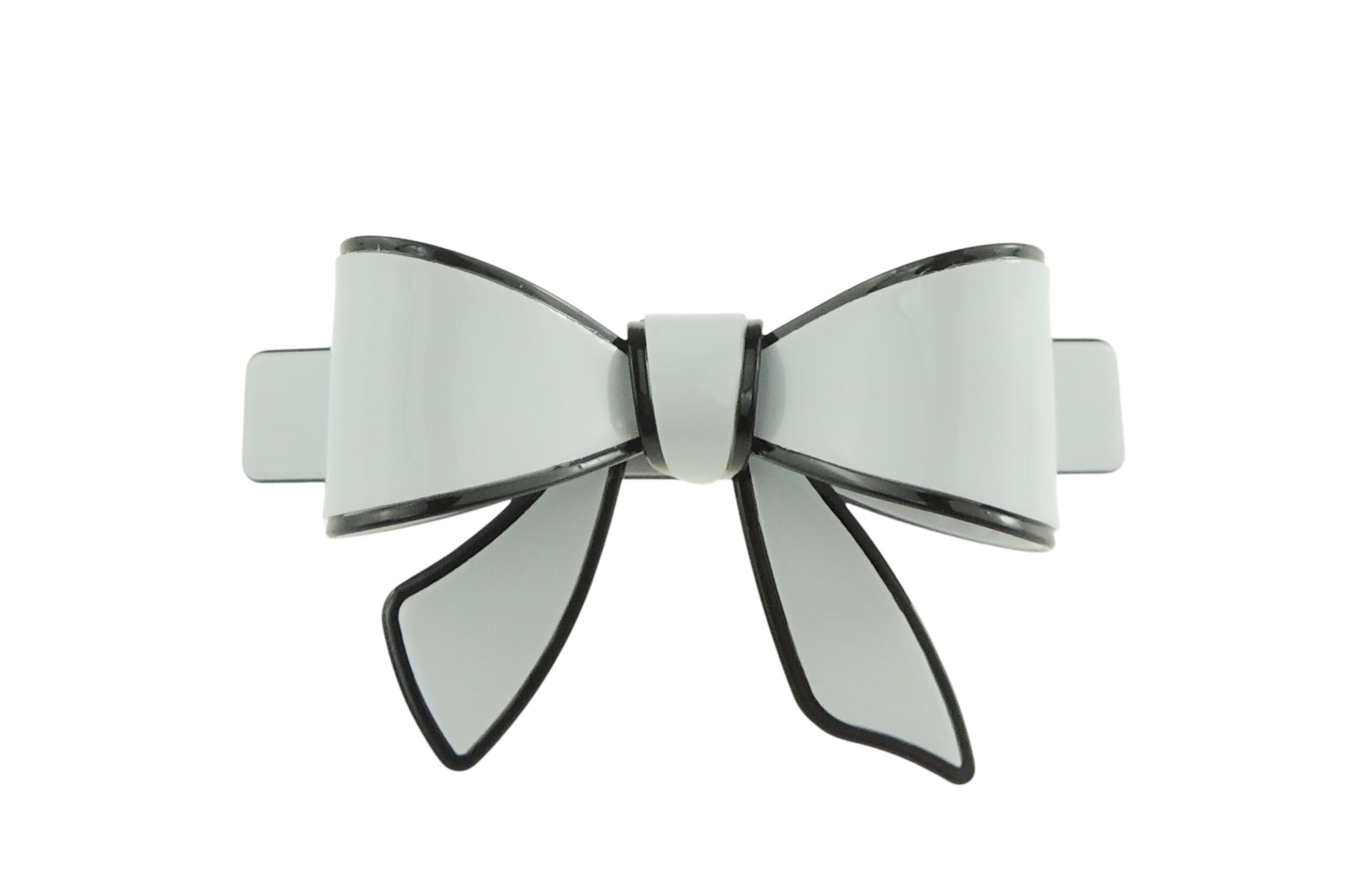 Womens Girls School Retro Wedding Bridal Party Evening Ponytail Fine Hair Accessories Occasion Barrette Hairpin Grip French Metal Spring Clip Candy Colour Pastel Acetate Ribbon Bow (Light Grey)