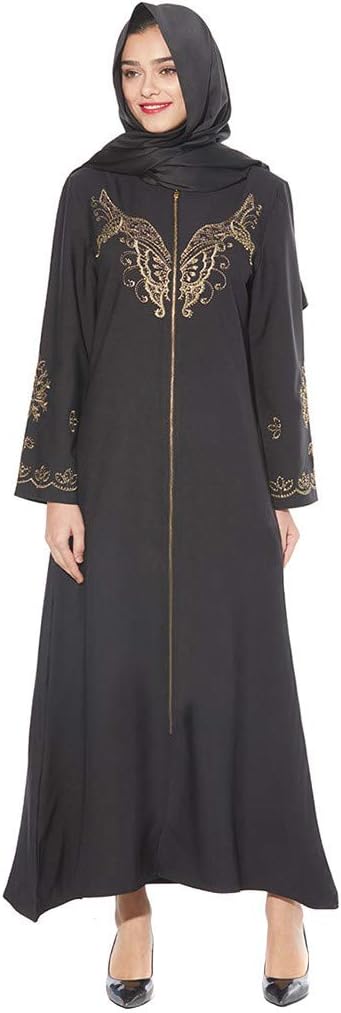 Women Embroidered Long Dress,FAPIZI Ladies MyBatua Abaya with Hijab Jilbab Islamic Clothing Muslim Dress