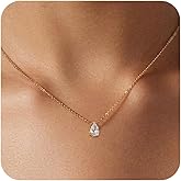 HERIER Diamond Pendant Necklace for Women, Dainty Gold Necklace 18k Gold Plated Paperclip Choker Necklaces Cute Open Oval Necklaces Simple Gold Necklace Jewelry Gifts for Women Trendy