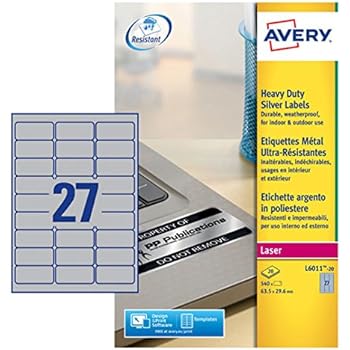 Amazon.com : Silver Foil Full Sheet Labels for Laser Printers - 10 Sheets : Address Labels ...