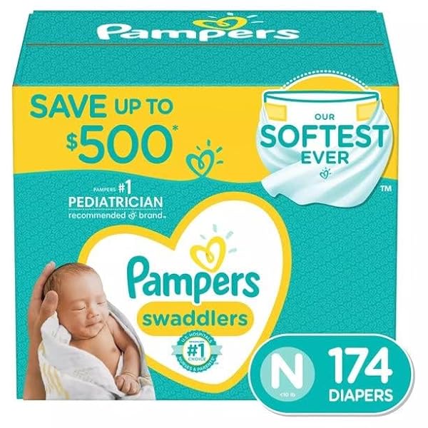 PAMPERS SWADDLERS DIAPERS, NEWBORN (LESS THAN 10 POUNDS), 174 COUNT