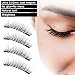 Magnetic Eyelashes, [Upgrade] Dual Magnetic No Glue False Lashes, 3D Reusable Fake Magnet Eyelash, 0.2mm Ultra-Thin Handmade Natural Look Lash (1 Pair 4 Pieces) by Moolia