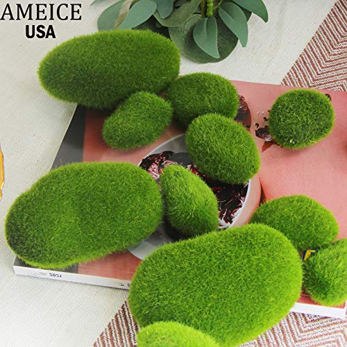 AMEICE Moss Rock Green Faux Moss Stone Prefect Decor for Fairy Gardens, Terrariums, or Any Craft
