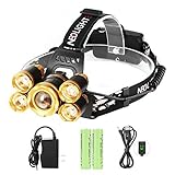 Neolight LED Headlamps, Super Bright 5 CREE LED 8000 Lumens Rechargeable Zoomable Waterproof Head torch Headlight for Outdoor Hiking Camping Hunting Fishing Cycling Running Walking