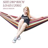 Baskety Portable Outdoor Hammock Hang Bed Travel Camping Swing Canvas with Backpack ( RED 280*100 CM (2 Person) 150 kg)