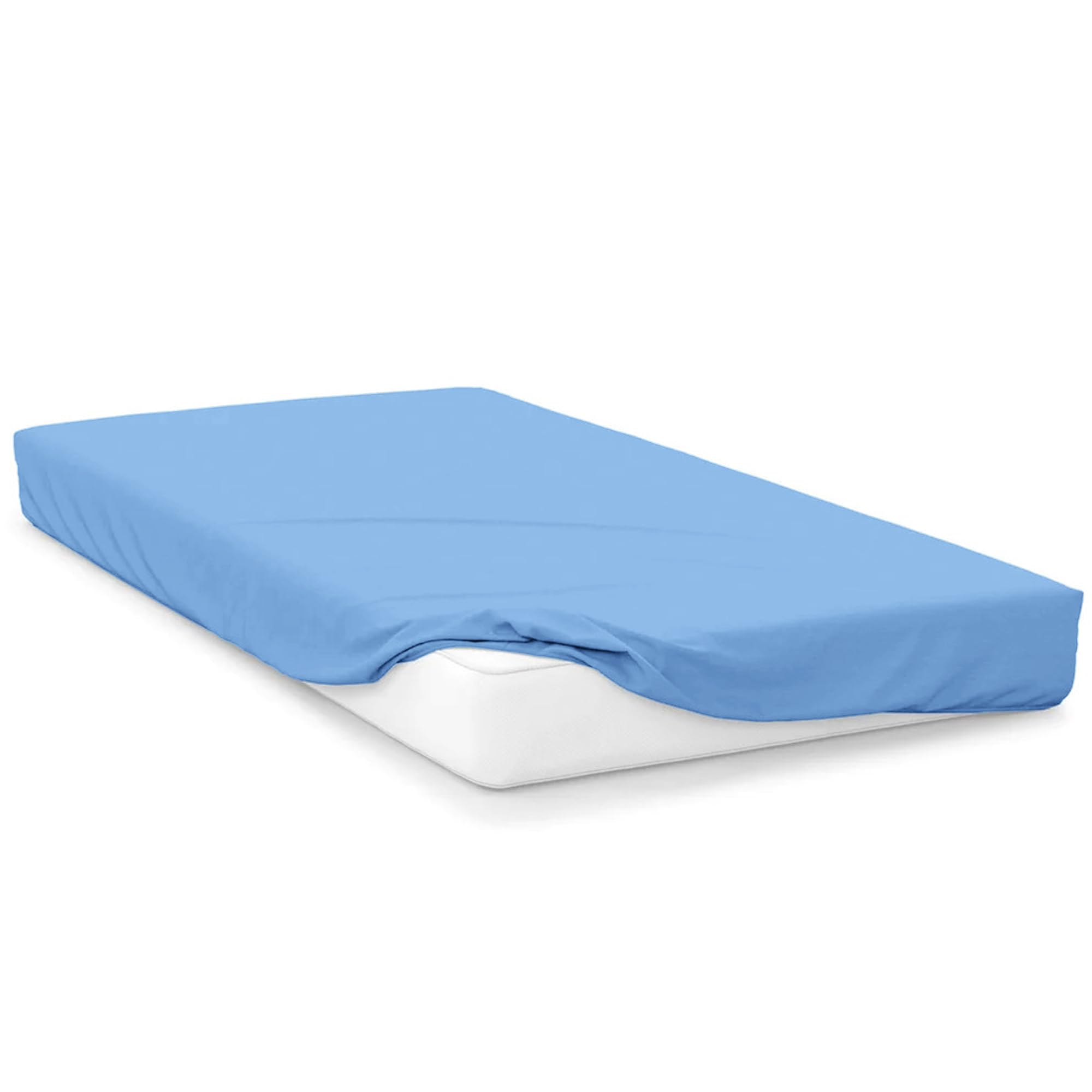 Oxford Homeware Super King Fitted Sheet - 40cm Extra Deep Brushed Microfiber 1800 Easy Care Fade Resistant Elastic Bed Sheets for Bedroom Decor, Light Blue, (180 x 200 cm)