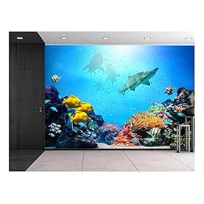 BRAND_NAMELarge Wall Aquarium with Groups Sharks and Sunny...