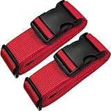 TRANVERS Luggage Straps For Suitcases Baggage Belt Heavy Duty Adjustable 2-Pack Red