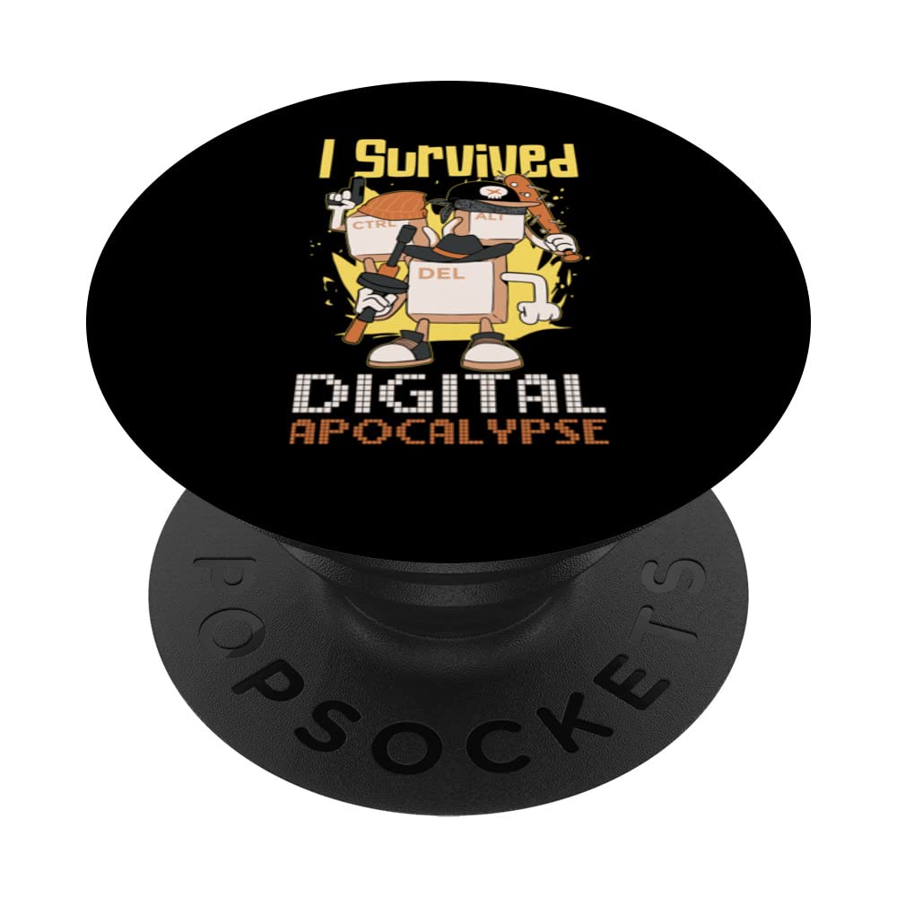 I Survived Digital Apocalypse Futuristic Retro PopSockets Swappable PopGrip
