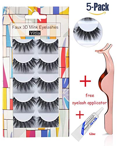 5 pairs Faux 3D Mink Eyelashes Thick Long Multilayer Fluffy False Eyelashes With Free Precision Eyelashes Clip glue (5 pairs)
