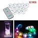Soondar 12x Submersible LED Vase Light Waterproof Wedding Floral Decoration Party Tea Light for Wedding/Party/ Xmas Floral Decoration, 7 Color Automatically Change, with Remote(On/Off Function)