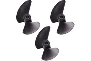 Fielect 3Pcs 2 Blades CCW Propeller for Ship Model Rc Boat Propeller Model Black Plastic Paddle 32mm Diameter 1.4 Pitch 3.18mm Hole Dia