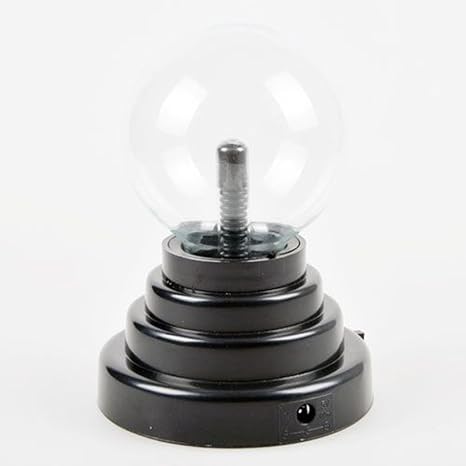 lampara relampago usb esfera magica fiesta ligera base de vidrio negro bola de plasma