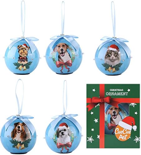 CueCue Pet Twinkling Lights Hanging Christmas Tree Ornaments, Medium, Blue