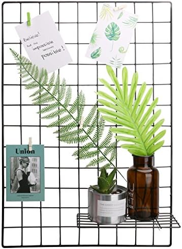 West Beauty Multifunction Mesh Metal Grid Panel, Photo Wall/ Letter Trays/ Magazine Rack/ Art Wall, Light Your Life - 2 Pcs A Set (25.6" x 17.7", Black)