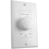 Rockville VOL70100 White 100W 70V/100V Wall Volume Control Zone Controller | 1-Gang Box, 11-Step Attenuator with Off, Detachable Euro-Block Terminals, 30dB Attenuation, 16-24 AWG Wire Support
