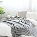 MOMA 100% Cotton Light Grey Cable Knit Throw Blanket for Couch Bed Sofa Chair, Gray White Stripe Reversible Decorative Knitted Blankets,51