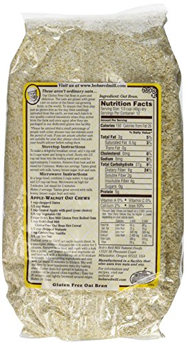 Bobs Red Mill Oat Bran GF, 18 Ounce (Pack of 2)